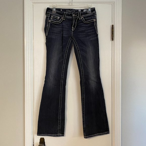 Miss Me Bootcut Dark Wash Jean Embellished Size 27 - Picture 1 of 5
